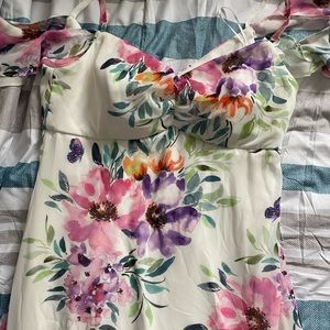 High low white floral dress